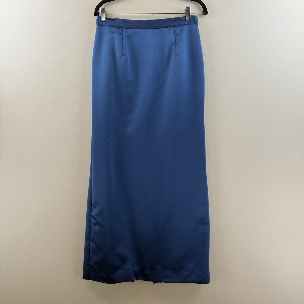 Michaelangelo Maxi Skirt Womens 10 Blue Satin Formal Evening Column 7261BO